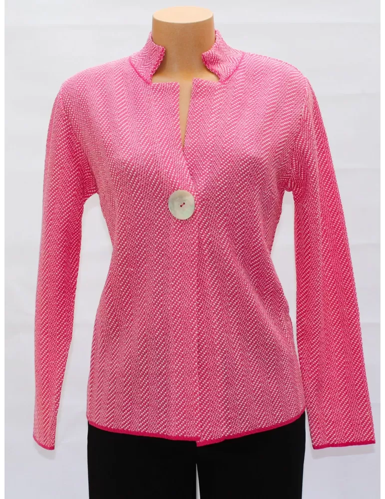 Riva Tricot knitted pink and white cardigan