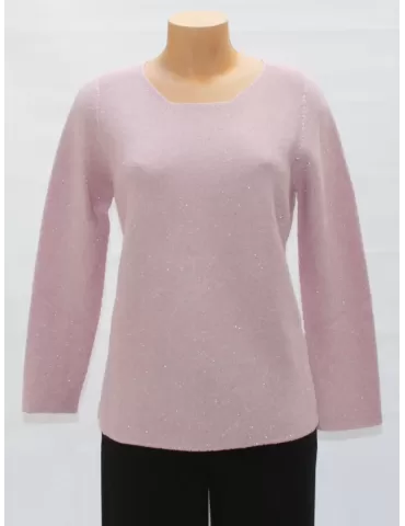 Maglioncino in puro cotone rosa con lurex argento Riva Tricot