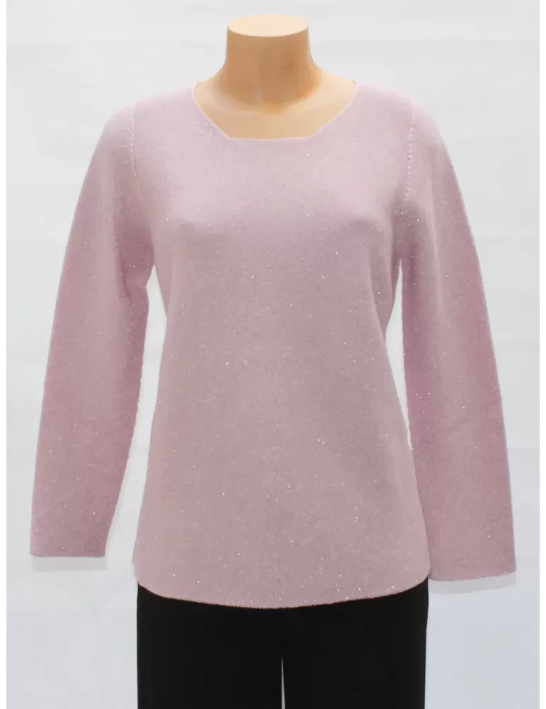 Riva Tricot craftsmanship plus size pink cotton lurex sweater Riva Tricot craftsmanship plus size pink cotton lurex sweater