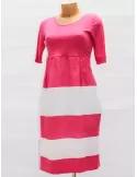 plus size pink and white dress