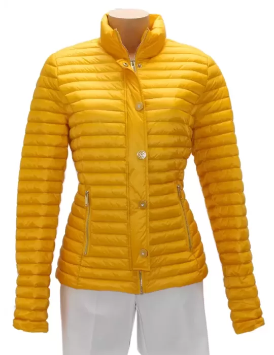 Anankè Fuego Woman Online Light duvet yellow down jacket for spring time Anankè Fuego Woman Online Light duvet yellow down jacket for spring time