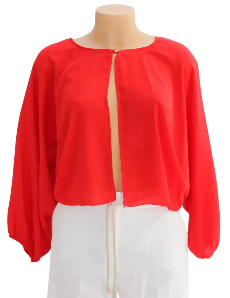 Casting Top blouse silk chiffon red shirt