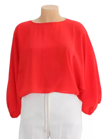 Casting Top blouse silk chiffon red shirt 2