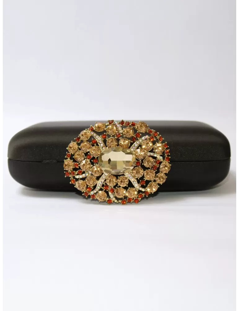 Anna Cecere aca082 clutch black satin bag with rhinesones