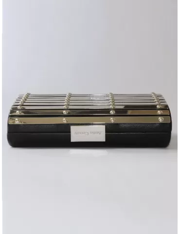 Anna Cecere aca009 black leather and steel clutch hand bag 2