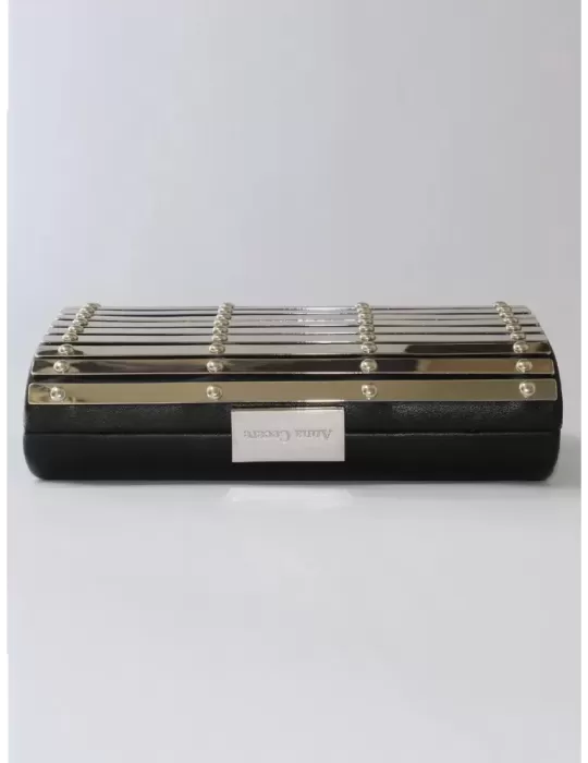 Borsa pelle nera e borchie argento Anna Cecere aca009