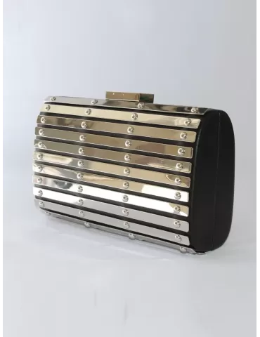 Borsa pelle nera e borchie argento Anna Cecere aca009