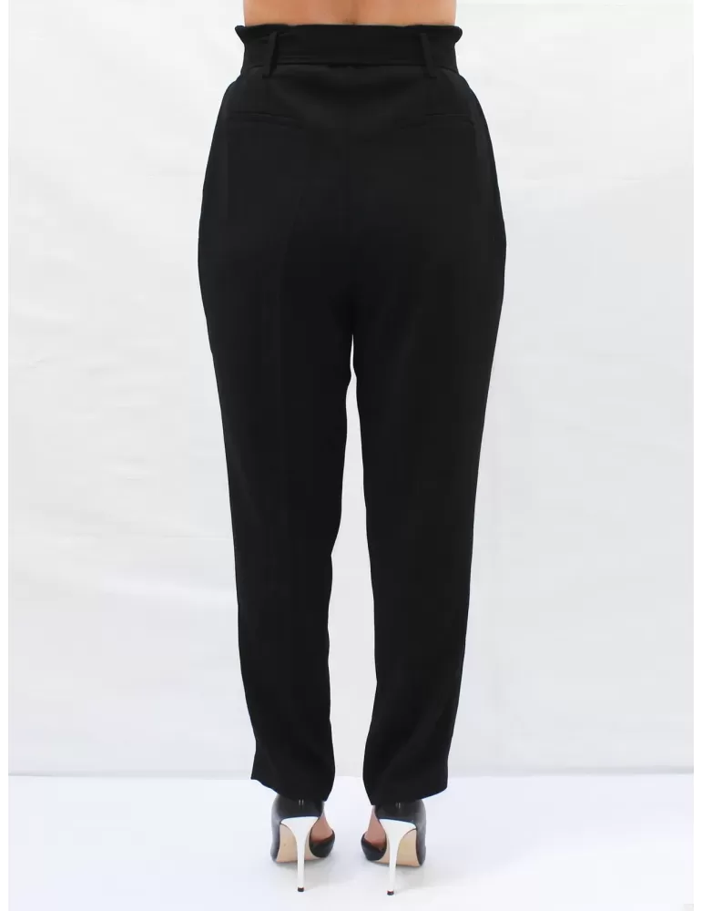 Fuego Woman Elegant black cady carrot pleated trousers pants