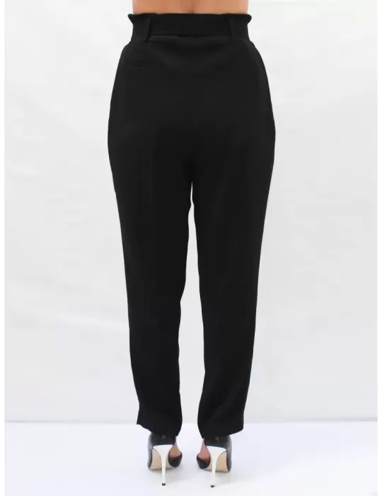 Fuego Woman Elegant black cady carrot pleated trousers pants