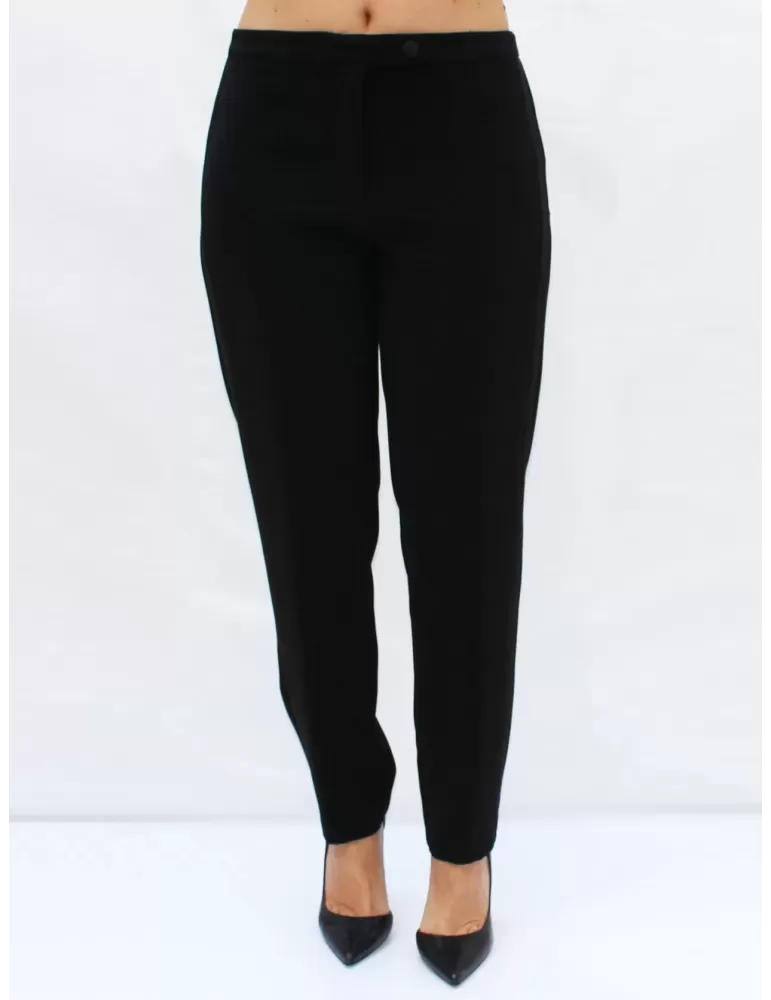 Pantaloni neri con banda laterale in raso Piero Moretti Curcuma Pantaloni neri con banda laterale in raso Piero Moretti Curcuma