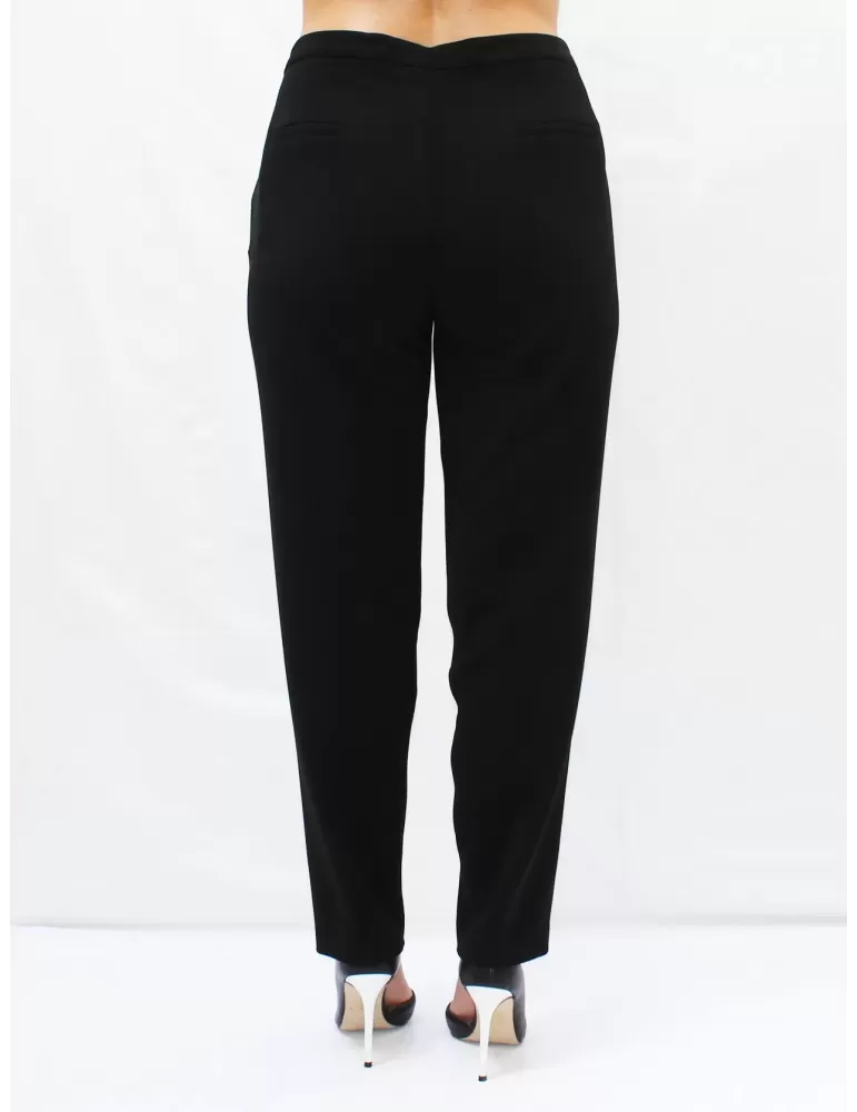 Pantaloni neri con banda laterale in raso Piero Moretti Curcuma