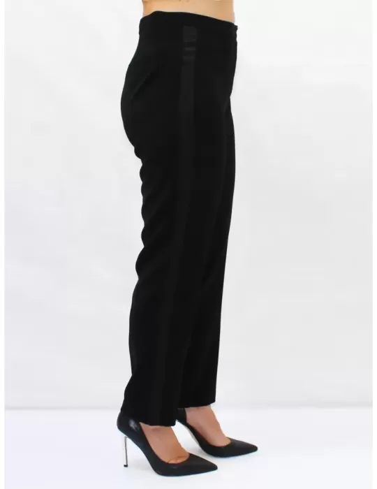 Piero Moretti black trousers with satin side band