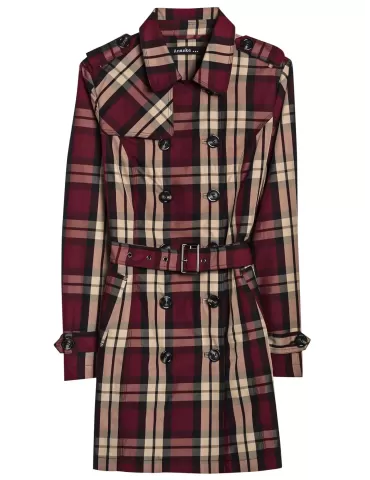 Trench donna scozzese tartan bordeaux giaccone impermeabile Ananke 2