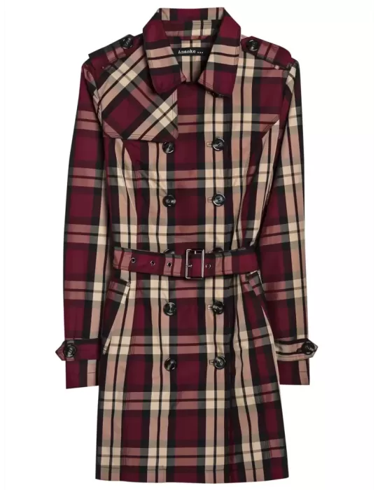 Impermeabile tartan scozzese bordeaux Ananke by Fuego Woman