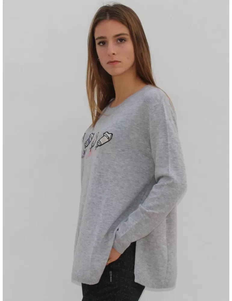 Maglia pullover lana a fasce multicolore Fuego Woman