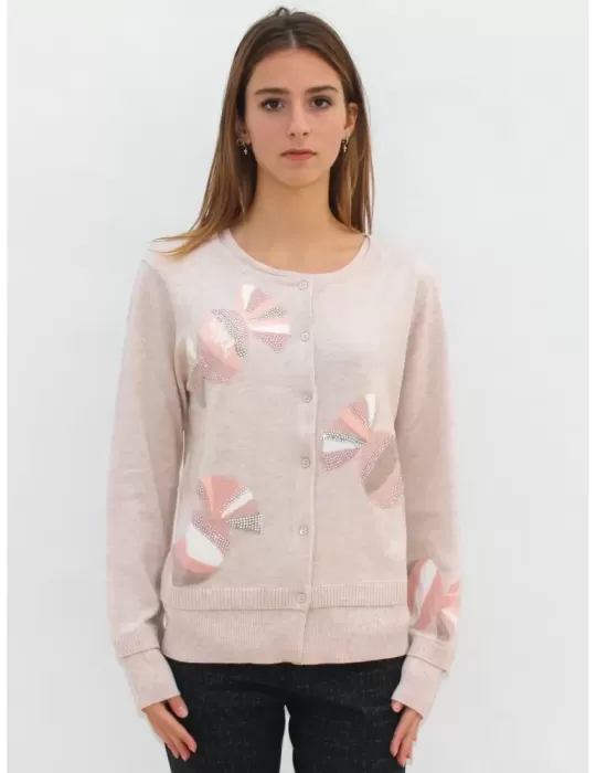 Twinset beige con ricami caramelle e strass Anankè by Fuego Woman