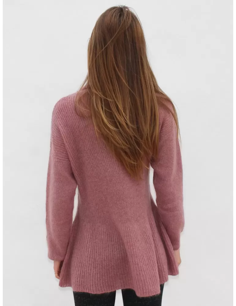 Maglione dolcevita in lana mohair rosantico Maglificio Musetti