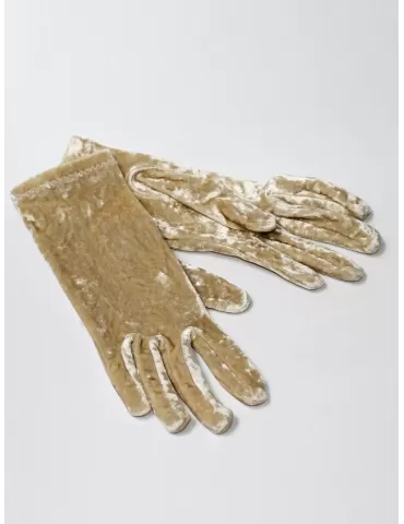 Guanti donna online eleganti di velluto ciniglia bianco panna