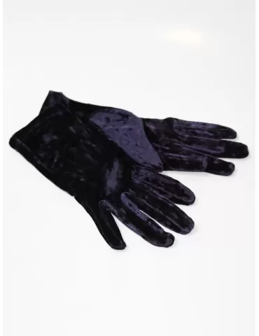 Guanti donna eleganti di velluto ciniglia blu viola