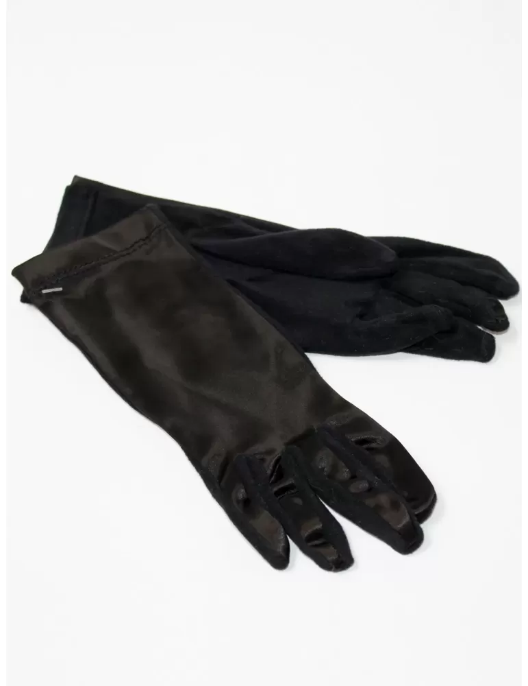 Buy online Italian silk satin black elegant gloves for women Buy online Italian silk satin black elegant gloves for women