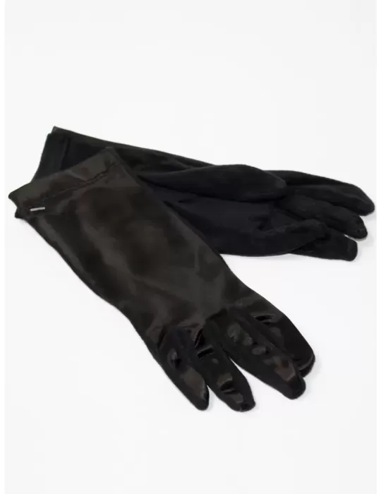 Compra online Guanti donna eleganti in raso nero e pile Compra online Guanti donna eleganti in raso nero e pile
