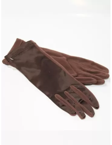 Compra online Guanti donna eleganti in raso marrone e pile