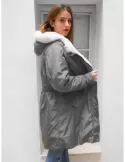 Vicino Venezia | Parka verde militare con interno pelliccia bianca