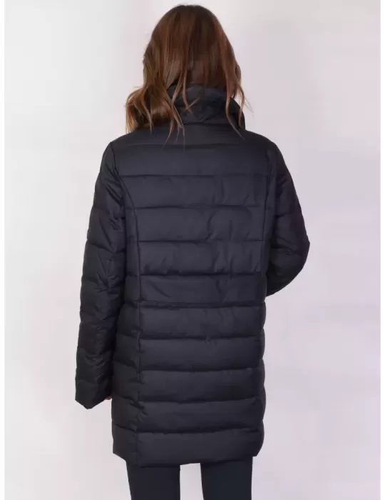 Pregiò Couture - Giaccone blu a uovo con bottoni e martingala