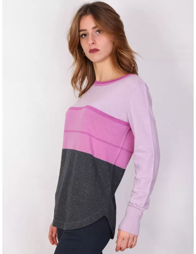 Maglia dolcevita grigio e rosa lana e cashmere Francesca Mercuriali