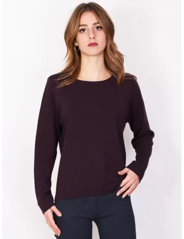 Aldo Colombo online - Maglia a scatola pura lana merino viola prugna