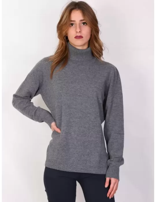 Shop online Italian Musetti wool and cashmere grey turtleneck sweater Shop online Italian Musetti wool and cashmere grey turtleneck sweater