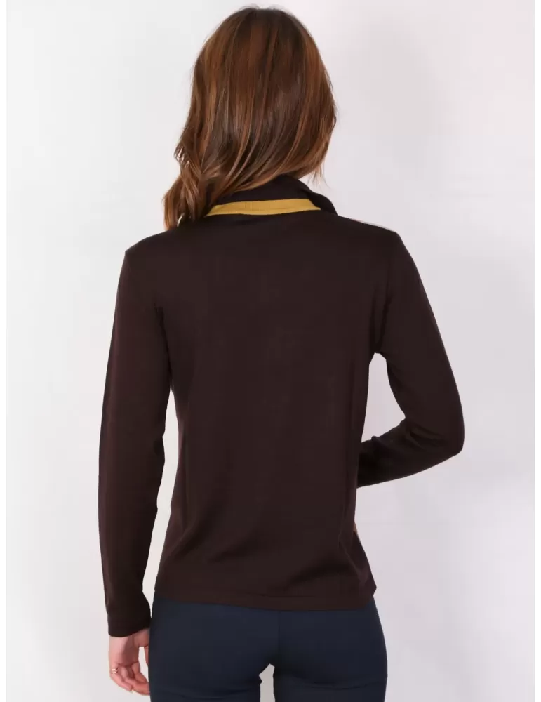 Aldo Colombo online - Maglia polo marrone in pura lana taglie comode
