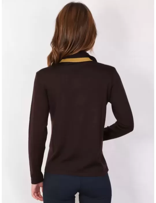 Shop Italian Aldo Colombo brown merino wool polo cardigan jacket