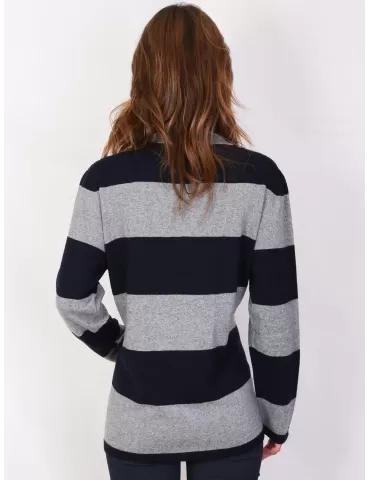 Riva Tricot Maglificio di Nibionno - Maglia V a quadri grigio e blu 2