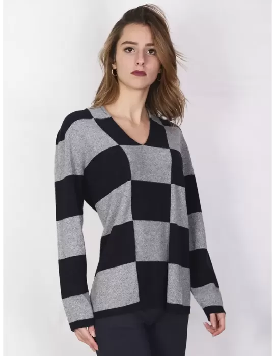 Made in Italy Riva Tricot - wool and cashmere blue silver sweater Made in Italy Riva Tricot - wool and cashmere blue silver sweater