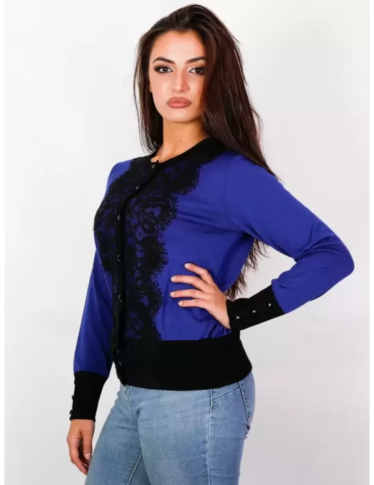 Maglia lana nera e seta fantasia rose rosse Piero Moretti Vipiteno