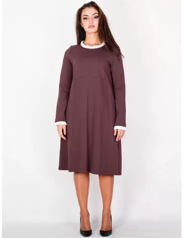 Zanetti 1965 | Abito bon ton bordeaux con colletto bianco plissè