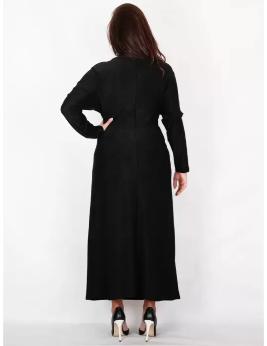 Cerimonia d'inverno: abito lungo nero lurex con drappeggio taglia 54
