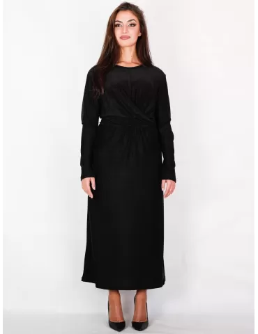 Cerimonia d'inverno: abito lungo nero lurex con drappeggio taglia 54