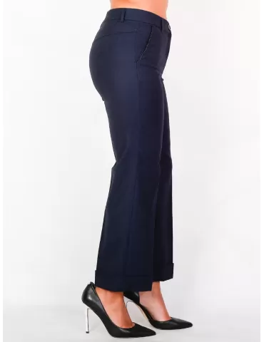 L. Pucci - Pantaloni larghi con risvolto in lana blu fino alla 54 2