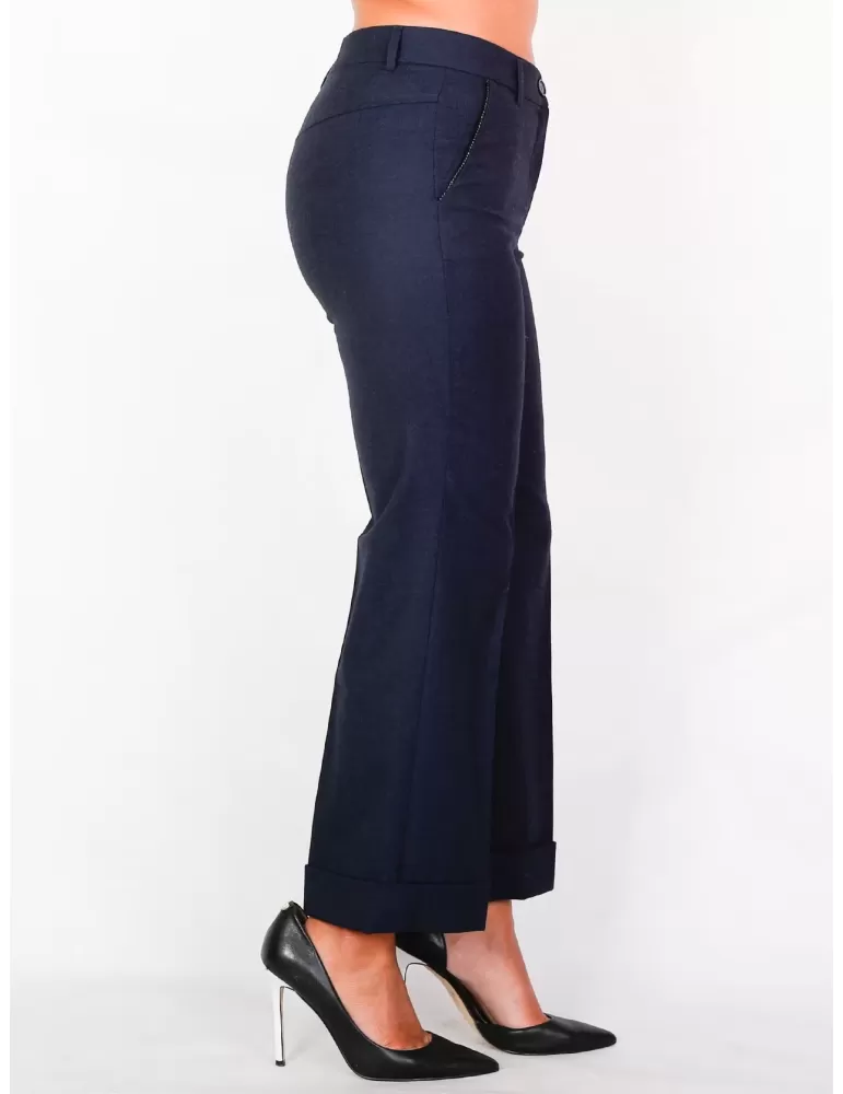 L. Pucci Made in Italy - Blue wool stretch palazzo trousers