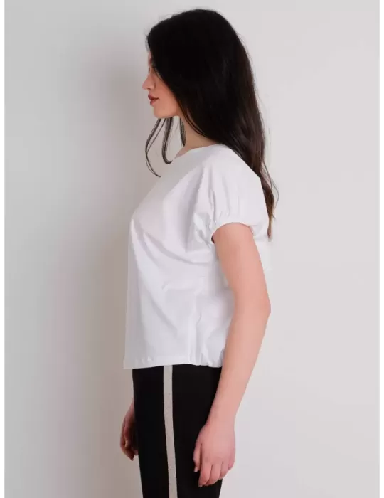 T-shirt cotone bianco maglietta di design scultura Amethist