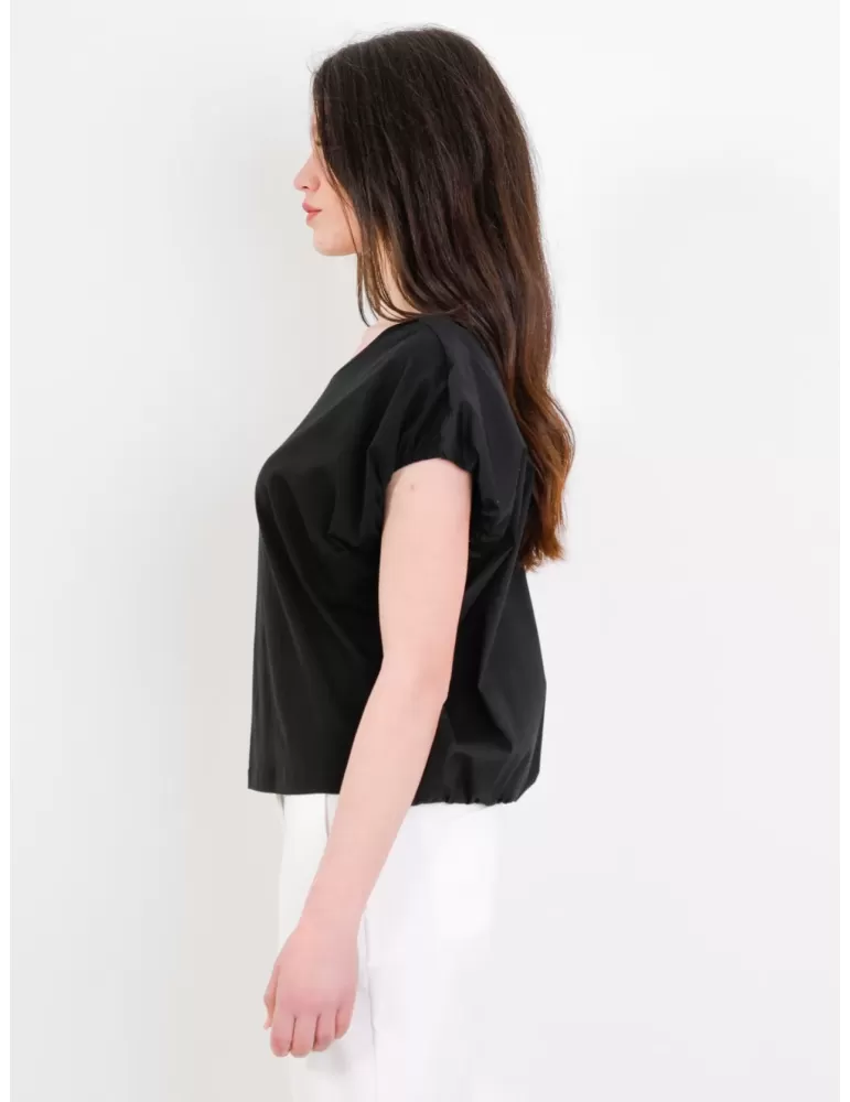 T-shirt cotone nero maglietta di design scultura Amethist