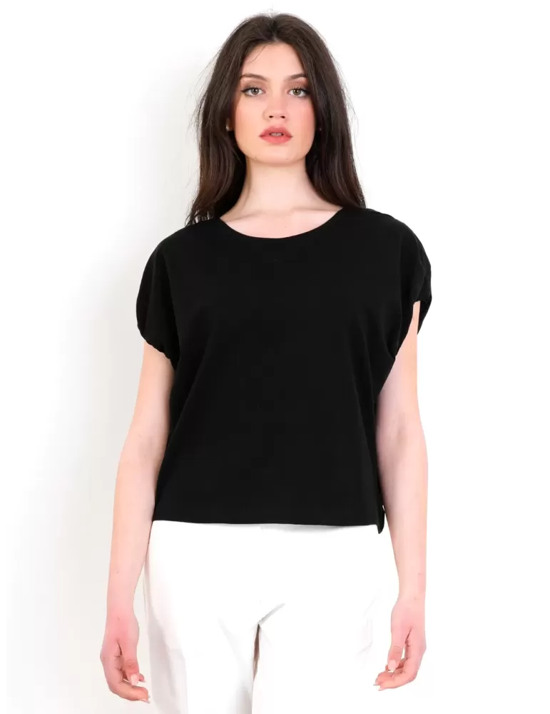 T-shirt nera maglietta di cotone design Amethist T-shirt nera maglietta di cotone design Amethist