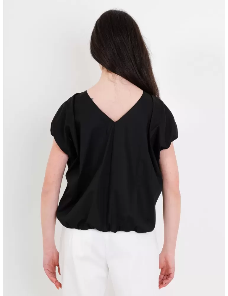 T-shirt cotone nero maglietta di design scultura Amethist