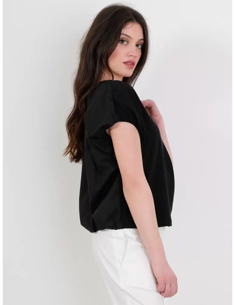 T shirt nera maglietta di cotone design Amethist