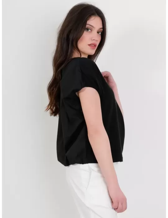 T-shirt nera maglietta di cotone design Amethist