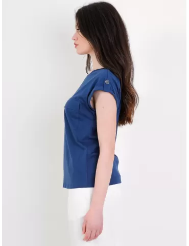 Paz Torras t-shirt blu etnica di cotone con tasche fino alla 54 2