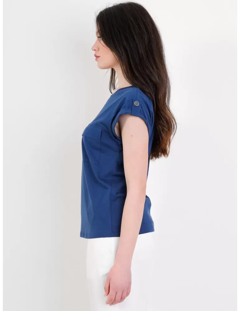 Paz Torras white cotton t-shirt with pockets plus size available