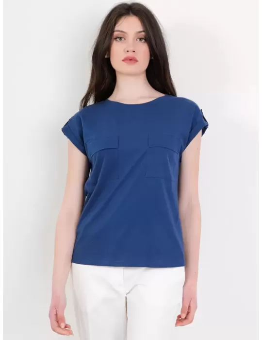 Paz Torras white cotton t-shirt with pockets plus size available Paz Torras white cotton t-shirt with pockets plus size available